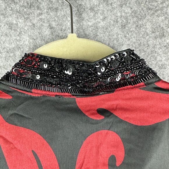 Chicos Top Blouse Size 1 Embellished Tunic Festive Scroll LS Allure Red NEW $129 - Picture 8 of 15